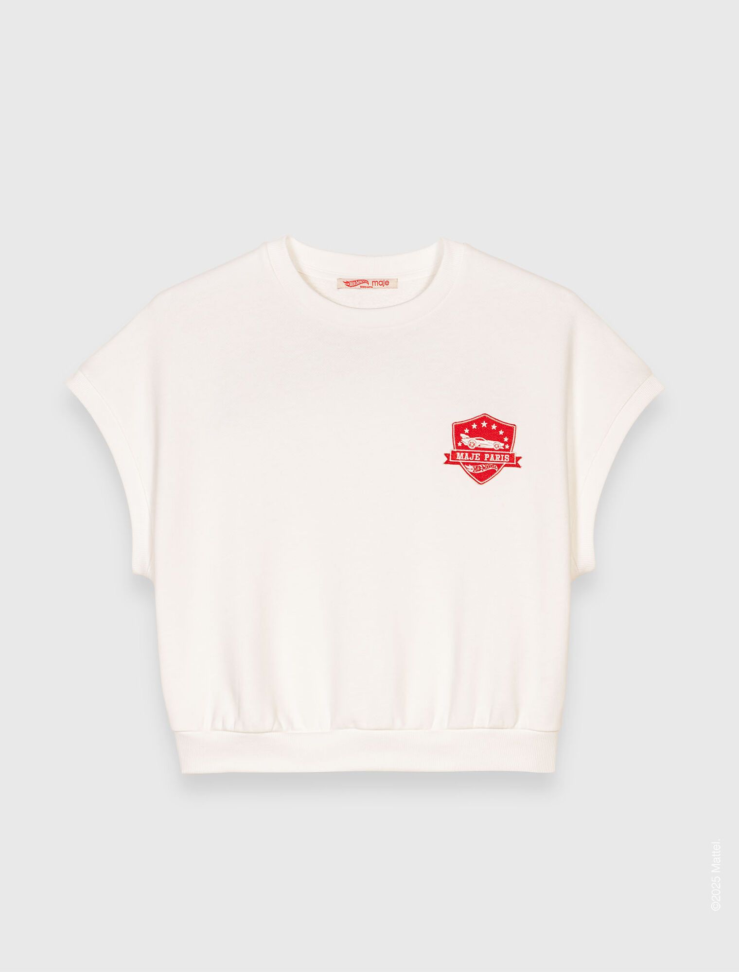 Áo nỉ crop thêu logo Hot Wheels